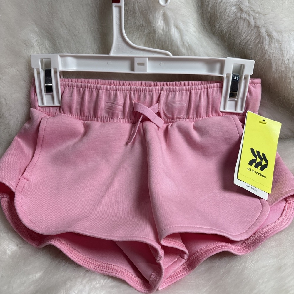 Girls Airy Sleek Shorts - All In Motion Light Pink SIZE XSmall 4/5 NEW